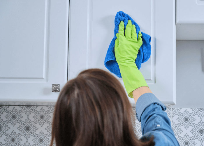 How to clean sticky wood kitchen cabinets